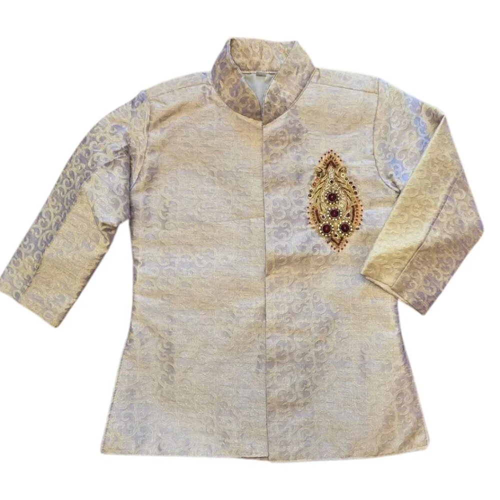 Beautiful Boy's Bone & Lavendar Sherwani / Kurta sz S